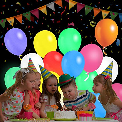 iFUNow LED Balloons Flashing, 32 Pack, 8 Colors Light Up Balloons, Lasts 12-24 Hours for Glow in the Dark Party Supplies, ...