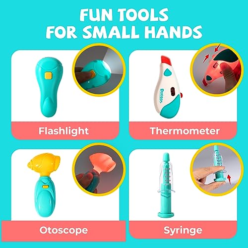 Doctor Kit for Toddlers 3-5 - Preschool Pretend Play Medical Kit with Stethoscope, Blood Pressure Cuff and Carrying Bag- D...
