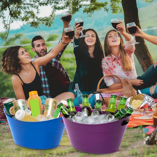 Tiawudi 6 Pack Ice Buckets with Handles, Ice Drink Tub for Party & Bar, Wine Beer Champagne Beverage Bottle Cooler, Plasti...