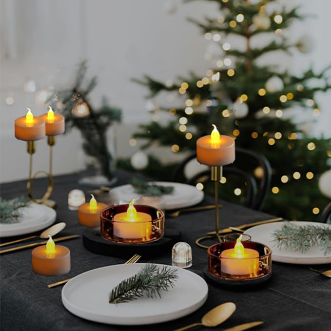 Boakboary Tea Lights Flameless Battery Operated Candles-200Pack LED Flickering Votive Candle Long Lasting 200 Hours, Realistic and Bright for Seasonal Festive Celebrations Decoration (Warm Yellow)