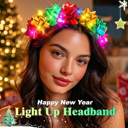 TWINKLEDE Light Up Christmas Headband Sparkly Led Hair Accessories for Women