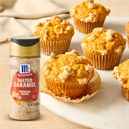 McCormick Finishing Sugar, Salted Caramel, Limited Edition, Creamy Caramel Flavor with a Touch of Salt, For Coffee, Ice Cream, Brownies, Popcorn, Hot Cocoa, and More, 3.81 oz