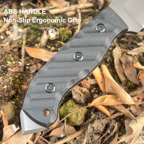 Survival Knife w Kydex Sheath,D2 Fixed Blade Steel,Full Tang Hunting Knife w Non-slip ABS Handle, Glass Breaker, Ideal for...