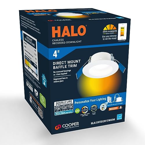 HALO RL 4-Inch Indoor/Outdoor Canless LED Recessed Lighting Downlight with Selectable Color Temperatures - RL4069FSD2W1EWHDM