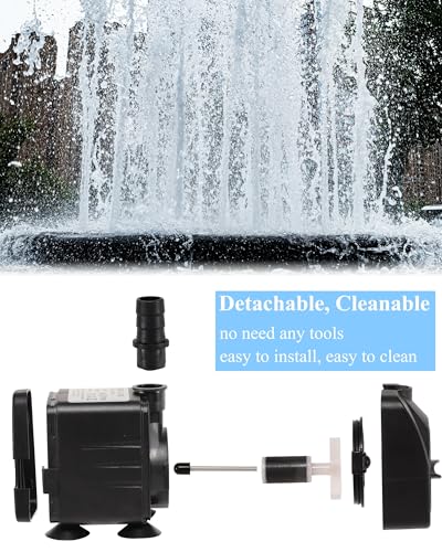 alizzy 210GPH Small Submersible Water Pump(800L/H, 16w), Ultra Quiet Water Fountain Pump with 4.9ft High Lift and 8.2ft po...