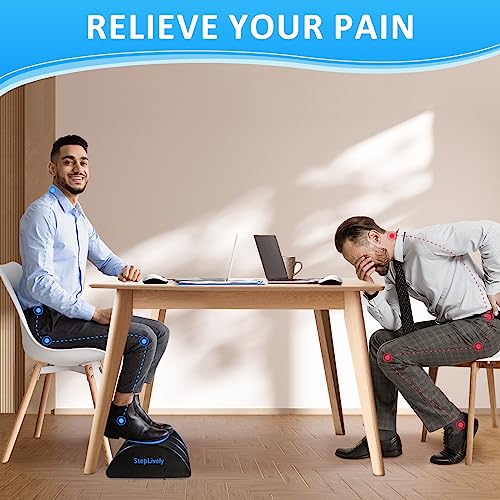 StepLively Foot Rest for Under Desk at Work, Comfortable Foot Stool with 2 Adjustable Heights, Footrest with Washable Cove...
