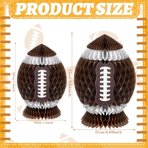 Fourluoo 3Pcs Football Party Decorations Large Football Honeycomb Centerpieces 3D Ball Table Decor Sports Ball Paper Honey...