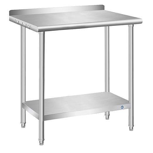 PIUMACU Stainless Steel Table, Stainless Table for Prep & Work, 30 x 18 Inch Commercial NSF Steel Metal Table for Restaurant Kitchen Hotel Garage (+ Backsplash)