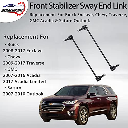 Front Sway Bar Stabilizer Links 2 Pcs｜Replacement For 2007-2017 Buick Enclave, Chevy Traverse, GMC Acadia & Saturn Outloo...