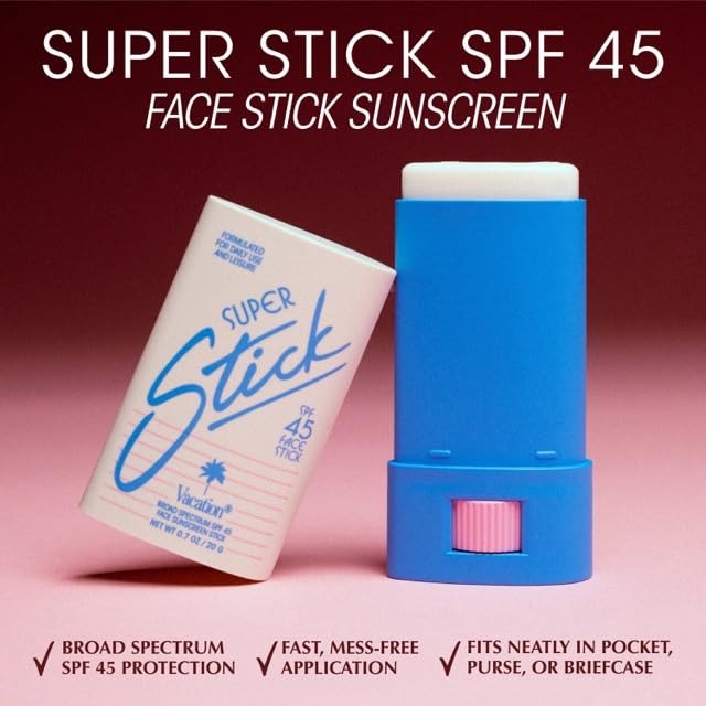 Vacation Super Stick SPF 45, Clear Sunscreen for Face & Air Freshener Bundle, Travel Size Sunblock, Facial Sunscreen Stick with