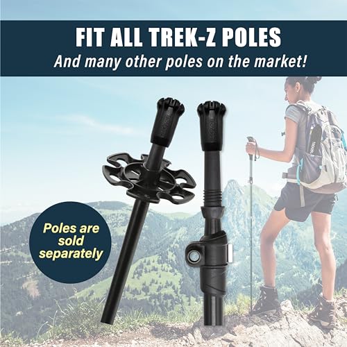 TREKOLOGY Trek-Z Cork Grip Trekking Poles Bundle with 6 Rubber Tip Replacements – Lightweight Folding Hiking Poles, Adjust...