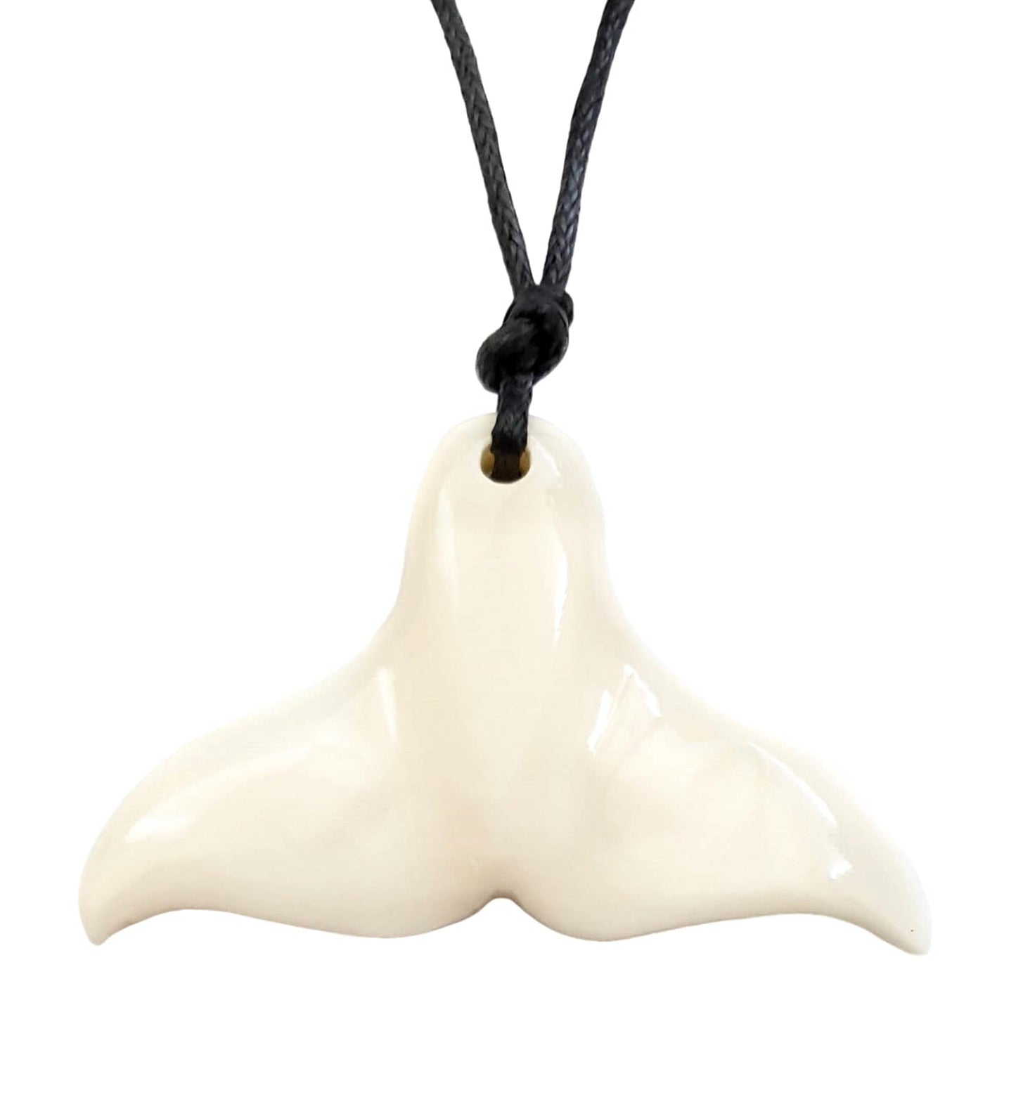 Swimmi Whale Tail Bone Necklace for Women Men, Hand Carved Bone Whale Tail Necklace Necklace Handmade Maori Lucky Whale Tail Bon