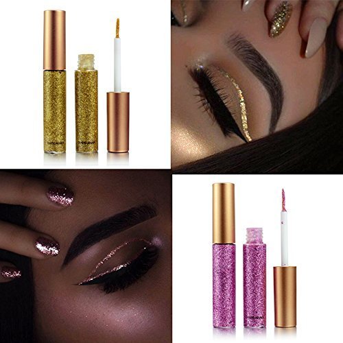 10 Colors Liquid Glitter Eyeliner Metallic Shimmer Glitter Eyeshadow Pigment Eyebrown Shimmer Waterproof Face Lips Art for...