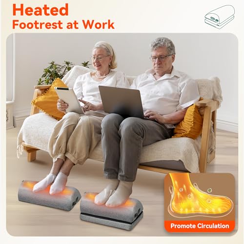 Snailax Heated Foot Rest Under Desk at Work, Desk Foot Stool with Heat & Vibration Massage, Adjustable Height, 2 Heat Leve...