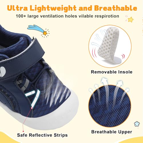 FEETCITY Wide Baby Shoes Boys Girls Baby Barefoot Shoes Breathable Infant Walking Shoe Crib Sock Shoe Toddler Sneakers Fle...