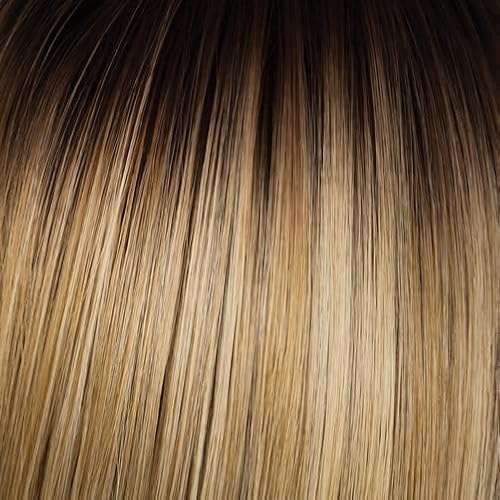 Hairuwear Hairdo Sleek For The Week Straight Asymmetrical Shoulder Length Wig, Average Cap, SS14/88 Rooted Golden Wheat