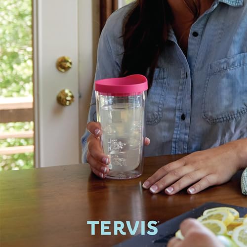 Tervis Clear & Colorful Tabletop Made in USA Double Walled Insulated Tumbler Travel Cup Keeps Drinks Cold & Hot, 16oz - 4p...