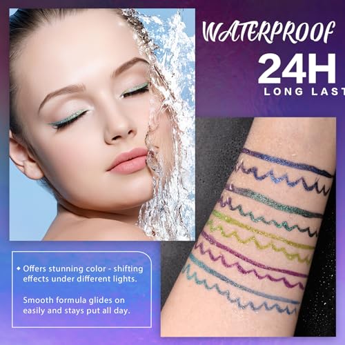 SUSIKEKI Chameleon Metallic Duochrome Liquid Eyeliner, Color Shifting Shimmery Eye Liner, Duo-color Waterproof Long Lastin...