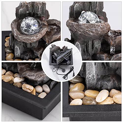 Tabletop Fountain Rotating Ball Rock Waterfall Fountain Office Tabletop Fountains for Home Office Decor Includes Many Natu...