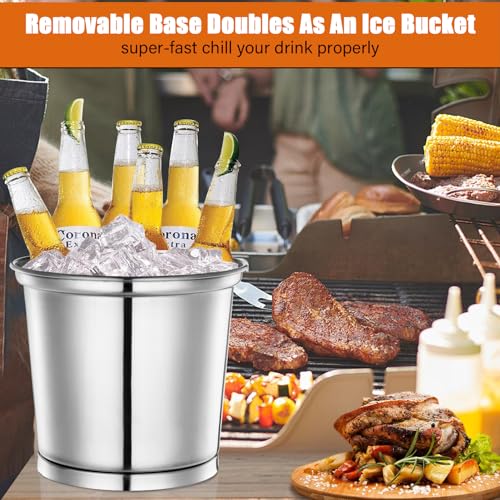 2 Gallons Beverage Dispenser With Stand, Drink Dispensers for Parties, Stainless Steel Juice Dispensers with Ice Tube and ...