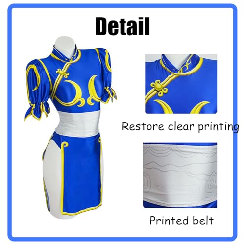 Ladies'Anime Character Costumes, Blue Cheongsam Dress, Halloween Costume Warrior Jumpsuit
