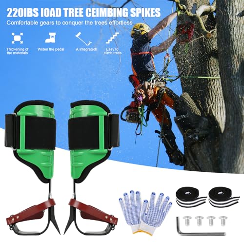 HSSZXFR Tree Climbing Gear for Tree Work, Tree Climbing Spikes with 10FT Steel Wire Core Flip Line, Adjustable Climbing Be...