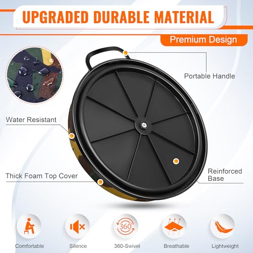 Dreyoo 360 Degree Swivel Bucket Seat, 5 Gallon Bucket Lid, Spin Bucket Seat Cushion, Silent, Comfortable, Water Resistant,...