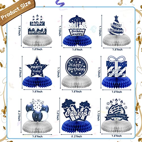 Yexiya 9 Pieces Happy Birthday Party Decorations Birthday Table Centerpieces Happy Date of Birth Honeycomb Centerpieces fo...
