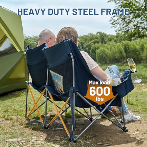 Timber Ridge Double Camping Chair, Heavy Duty Outdoor Folding Camp Couch, Loveseat Camping Chairs Perfect for Campsites, P...