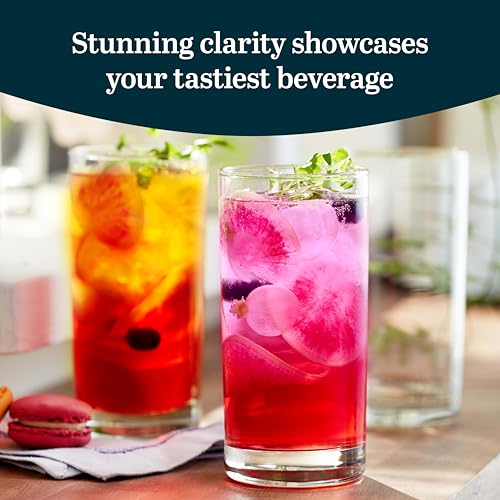 Libbey Heavy Base Drinking Glasses Set of 8, 15.5 Oz Elegant, Weighted Clear Water Glasses, Dishwasher Safe Glass Cups Set...