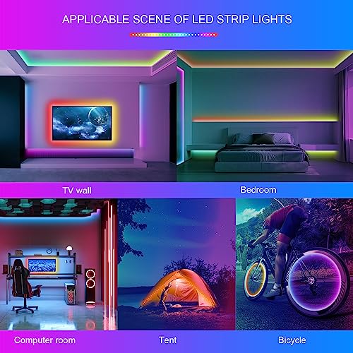 HBOWMDJIA 100ft Led Lights for Bedroom, Led Strip Lights Music Sync Corlor Changing, Led Light Strip with Remote & App Con...