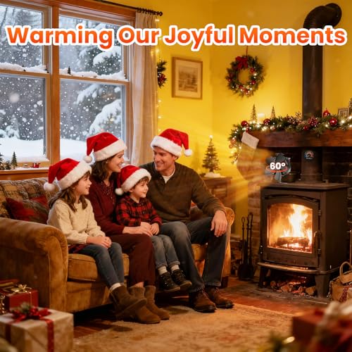 Miaton Oscillating Wood Stove Fan Heat Powered With High Air Volume | 5 Blade Fireplace Fan with Stove Thermometer | Non-e...