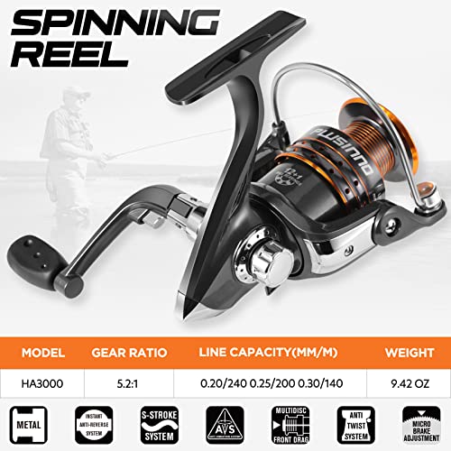 PLUSINNO Fishing Rod, Telescopic Fishing Rod and Reel Combo, Collapsible Travel Fishing Pole Rod Starter Kit, Carbon Fiber...