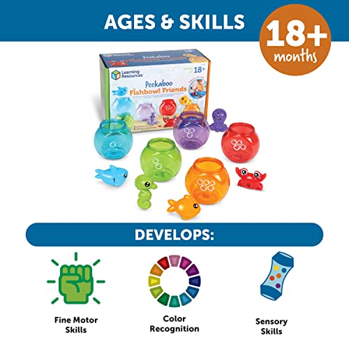 Learning Resources Peekaboo Fishbowl Friends - Counting and Fine Motor Skills, Water and Bathtub Toys, Toddler Games, Pres...
