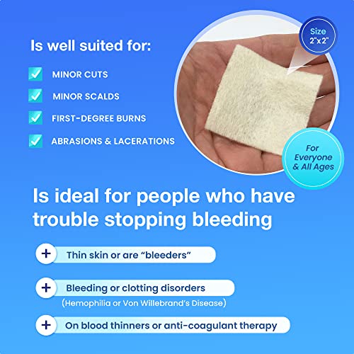 AllaQuix Stop Bleeding Gauze Pads – (2"x2") | Hemostatic Wound Dressing for Cuts & First Aid Kits | Sterile, Drug-Free, Fa...