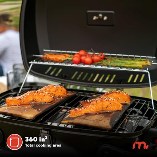 Megamaster 1-Burner Portable Gas Grill with Locking Lid, 11,000 BTU Stainless Steel Burner, Foldable Legs, Small Propane G...