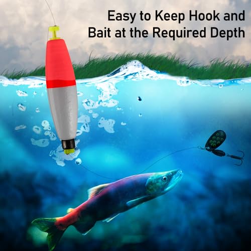 Alwonder 10-Pack Fishing Bobbers Floats, Weighted Bobbers for Fishing Cigar EVA Foam Snap-on Floats Corks Floaters Buoys f...