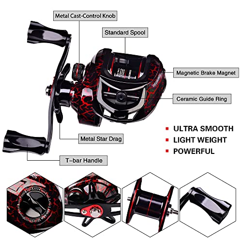 Fishing Rod and Reel Combo, 6.9ft Carbon Fiber Telescopic Fishing Pole with Spinning/Baitcasting Reel Combos, Sea Saltwate...