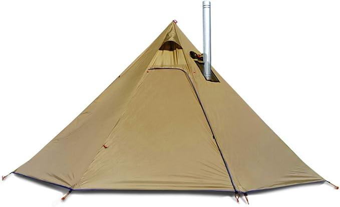 4 Persons 5lb Lightweight Tipi Hot Tents with Stove Jack, 7'3" Standing Room, Teepee Tent for Hunting Family Team Backpack...