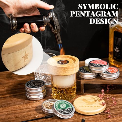 Ultimate Whisky Smoker Kit Old Fashioned Smoker Kit with Torch - 6 Flavor Wood Chips, 2 Glasses, 2 Ice Ball Molds - Cockta...