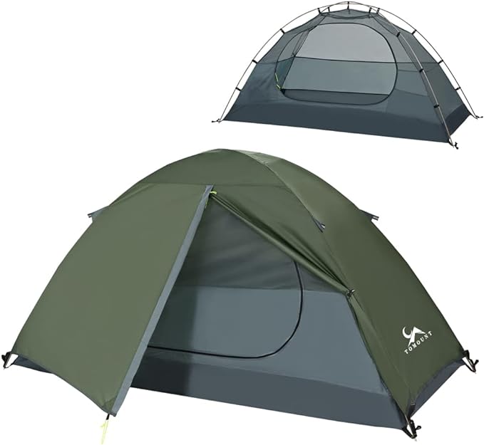 MC TOMOUNT Backpacking Tent 1-2 Person Waterproof Lightweight Double Layer Free-Standing Aluminum Pole for Outdoor Camping...