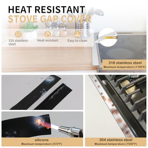 MOFINO Stove Gap Covers 316 Stainless Steel Stove Gap Filler Oven Side Gap Filler Between Stove and Counter Slide In Range...