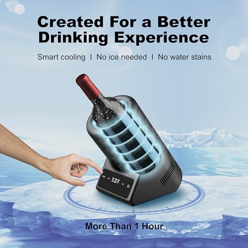 Wine Chiller Electric,Single Bottle Cooler for 750ml Wine or Some Champagne,Portable Cellars Keep Cold Up to 24h,Iceless C...