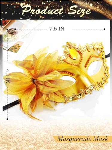 Yokawe Black Masquerade Mask for Women Flower Venetian Ball Masks Lace Mardi Gras Costume