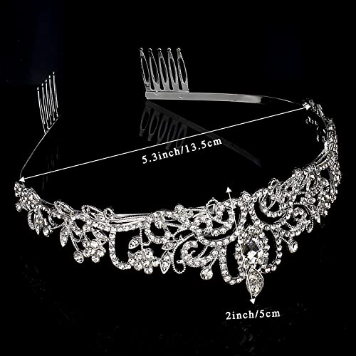 KICOSY Silver Tiara and Crown for Women - Princess Crystal Crown for Girls Birthday - Bride Tiara - Halloween