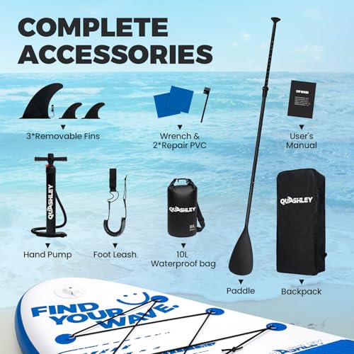 Quashley Inflatable Stand Up Paddle Board,Inflatable Paddleboards 32/34 Inch Wide,All Around SUP for Beginners with Lightw...