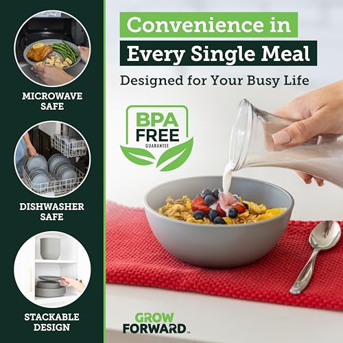 Grow Forward 24-piece Premium Wheat Straw Dinnerware Sets for 8 - Unbreakable Dishwasher & Microwave Safe Plastic Plates a...