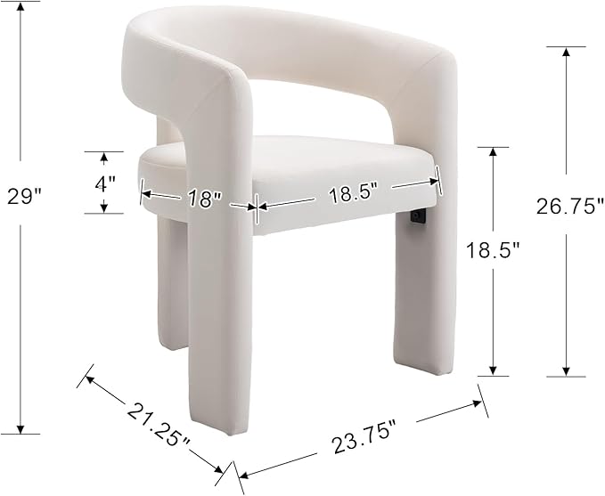 DAYALANE Modern Barrel Dining Chairs Set of 4, Upholstered Accent Kitchen Chair with Arms Comfy Velvet Side Chair for Living Room/Home Office/Reception, Velvet Cream