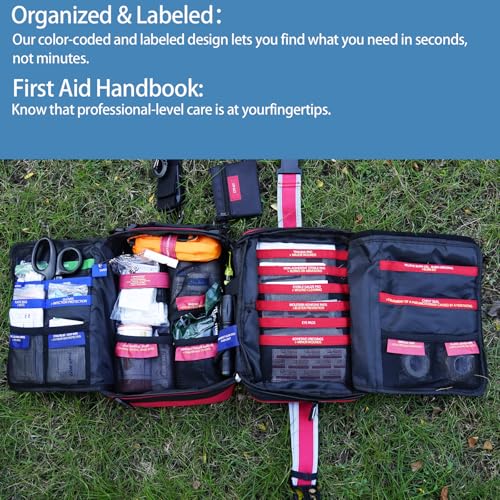 Besst Survivor 401 Piece First Aid Kit with Chest Seals -Labeled, Expandable & Mountable, Emergency Medical Kit for Home, ...