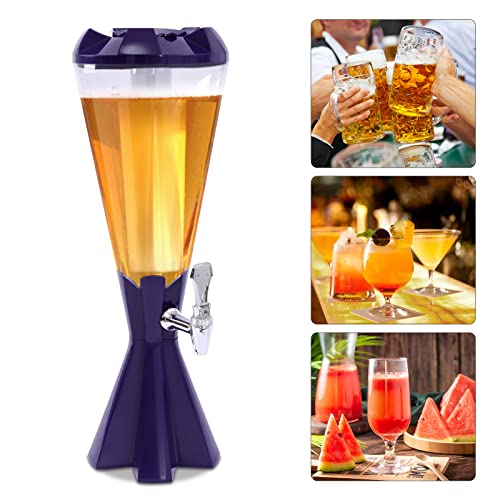 Beer Tower Dispenser 3L Cold Draft Beer Tower Beverage Dispenser with LED Lights and Ice Tube for Parties Home Bar